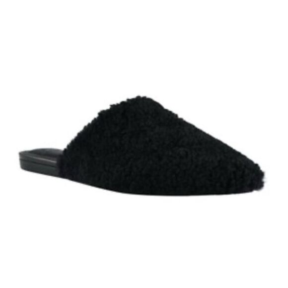 Marc Fisher Miles Size 5.5 Black Pointed Toe Shearling Sheepskin Slip On NEW - Picture 1 of 8